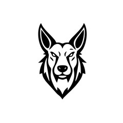 Minimalist Horned Dog Logo, Bold Black Silhouette, Animal Vector Illustration