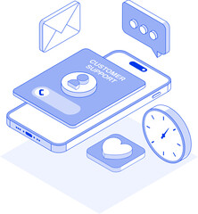 Isometric Customer Support Smartphone Illustration