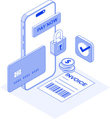 Isometric Mobile Payment and Invoice Illustration