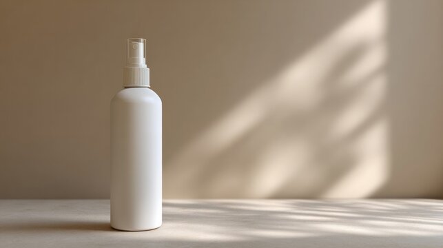 A minimalist spray bottle casting abstract shadows evokes Zen simplicity, perfect for World Mental Health Day meditation rituals
