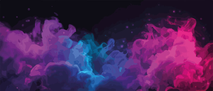 Nuvole colorate di rosa e blu su sfondo scuro, un vortice etereo e vibrante