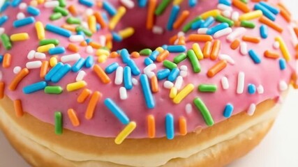 Sprinkled donut delight video showcasing vibrant colors and sweet indulgence for dessert cravings