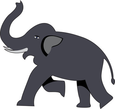 Cartoon Gray Elephant Vector Illustration - Simple Stylized Design