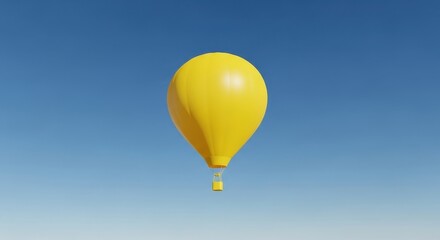 Fototapeta premium Yellow Hot Air Balloon in Clear Blue Sky. Ai generation