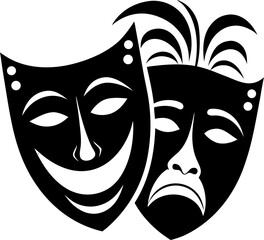 Theater masks black illustration white background