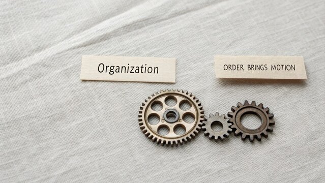 Gears And Text Labels Demonstrating Business Organization