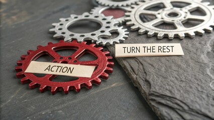 Metallic Gears Arranged into a Circle Representing Industry