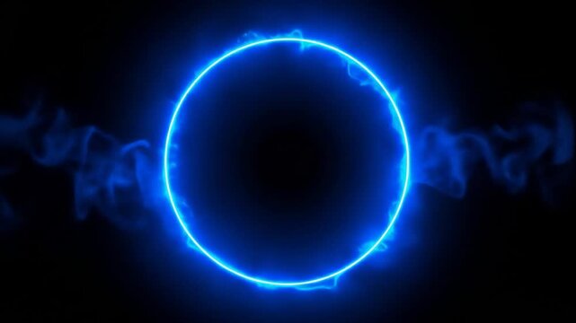 Abstract Neon Circle with Smoke Effect