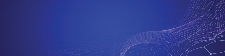 Obraz premium Global tech network connection banner design template. Header social network communication in the global business concept. Big data visualization