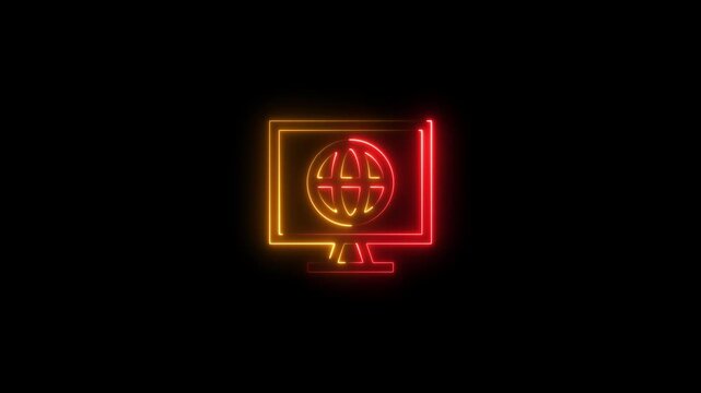 Internet computer icon animation. 4k video