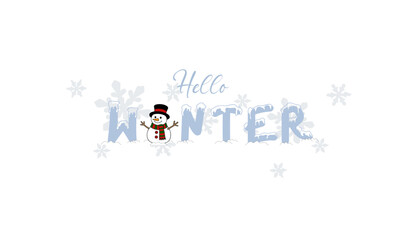 Hello Winter. Christmas Lettering. Merry Christmas Quote. Vector Illustration
