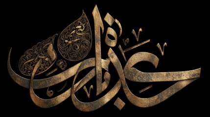 Elegant Arabic calligraphy design with intricate details in gold, perfect for festive greetings and cultural celebrations