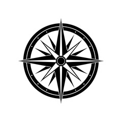 Black compass rose symbol indicating navigation and direction