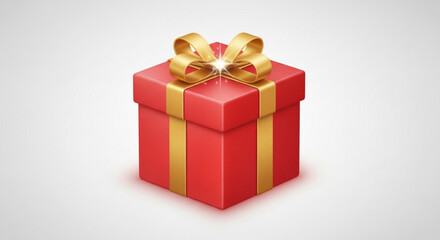 Red gift box present with gold ribbon bow for birthday christmas valentine holiday celebration party 100