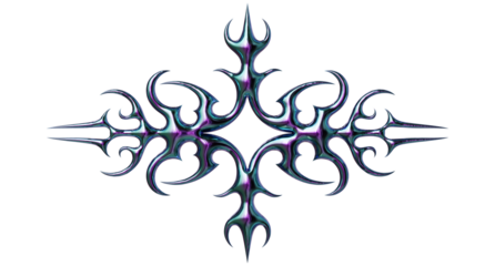 3d render of Cybersigilism ornamental gothic sigil patterns with neo tribal lines and cyber aesthetic