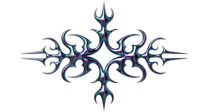 3d render of Cybersigilism ornamental gothic sigil patterns with neo tribal lines and cyber aesthetic
