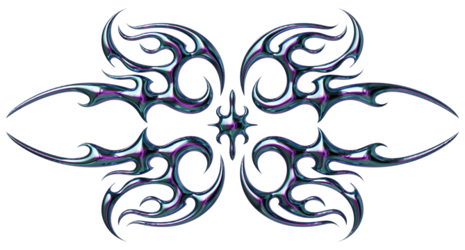 3d render of Cybersigilism ornamental gothic sigil patterns with neo tribal lines and cyber aesthetic