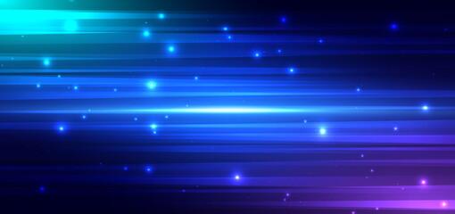 Futuristic horizontal geometric lines blue background.