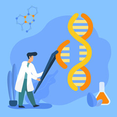 doctor picking up a piece of DNA cut