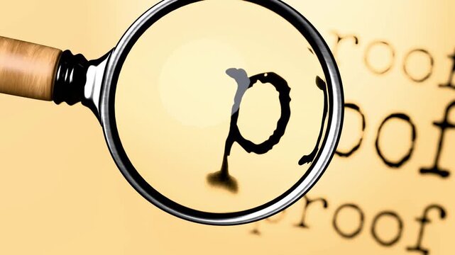 Proof under close examination. Focusing on Proof, analyzing it, taking a closer look. Concentrating on Proof, reviewing it, searching for answers