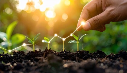 Conceptual representation of growth and progress in nature with a financial graph