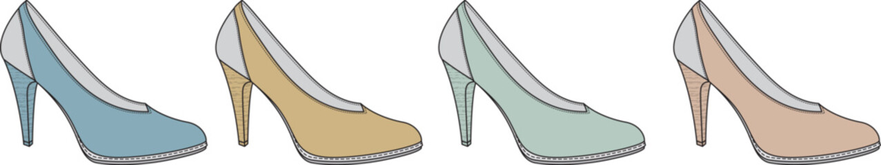 Colorful High Heels Collection A Stylish Array of Women's Footwear Designs in Various Shades