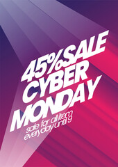 Futuristic Cyber Monday Sale Poster Gradient Theme. Perfect for Tech, E-commerce, and Digital Marketing