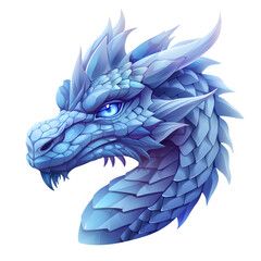 Majestic ice dragon head with piercing blue eyes, a mythical creature of power and fantasy, perfect for epic designs