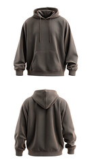 Plain hooded sweatshirt, front and back views