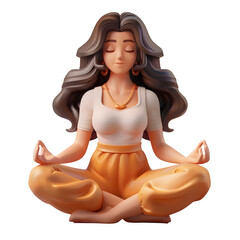 Serene woman meditating in peaceful lotus pose, finding inner calm and balance for a mindful lifestyle and wellness journey