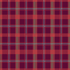 A bold Scott pattern showcasing deep burgundy squares framed by red, green, and gray diagonal stripes. The strong contrast creates a sharp and dynamic tartan effect. 