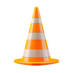 Bright orange traffic cone with reflective stripes, essential safety equipment for roadwork and hazard marking, clear visibility.
