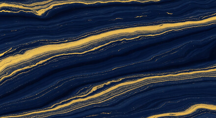 Abstract Blue And Gold Liquid Marble Background, Modern Elegant Design For Website, Card, Luxury Branding