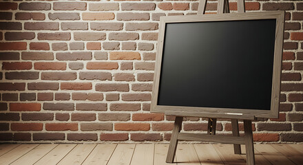 Blank Chalkboard On Wooden Easel, Empty Space For Text, Menu Or Welcome Sign