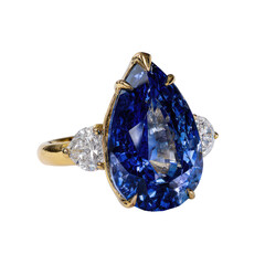 Pear-cut blue gemstone ring on gold band