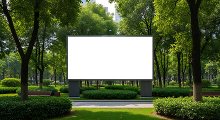 City Park Outdoor Billboard Mockup In Green Public Space