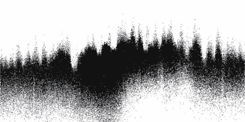 Naklejka premium Abstrakcyjny czarno-biały wektor szumu, graficzny wzór tekstury lasu lub fali dźwiękowej.