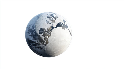 Fototapeta premium Digital planet with white background, showcasing detailed textures and features of Earth surface, evokes sense of wonder