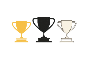Celebrate victory with gold, silver, bronze trophies for your team's winning championship performance isolated on white background png
