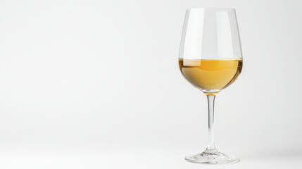 Photo of glass of white wine isolated on white background, showcasing elegance and simplicity