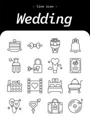 Wedding Line Icon Vector Illustration – Minimal Outline Symbol for Marriage, Love, and Celebration