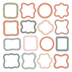 Cute doodle border frames collection vintage sketch style vector