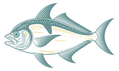 Fototapeta premium Stylized Fish Illustration With Teal And Yellow Accents