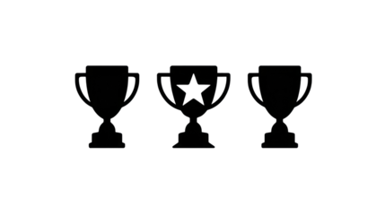Three elegant trophy icons symbolizing achievement, victory, and success in competitions isolated on white background png