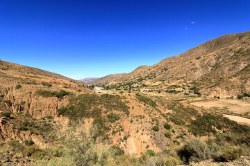 the landscape beside the river Puente Mayu Tambo between Sucre and Potosi in Bolivia