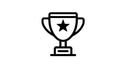 Celebrate achievement with this modern trophy icon, symbolizing success, victory, and winning awards isolated on white background png