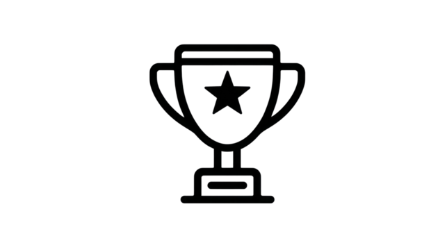 Celebrate achievement with this modern trophy icon, symbolizing success, victory, and winning awards isolated on white background png