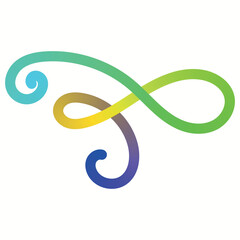 Colorful flourish shape on a white background