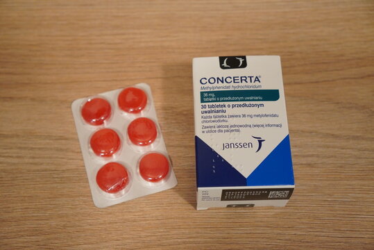 Concerta medication packaging and blister pack