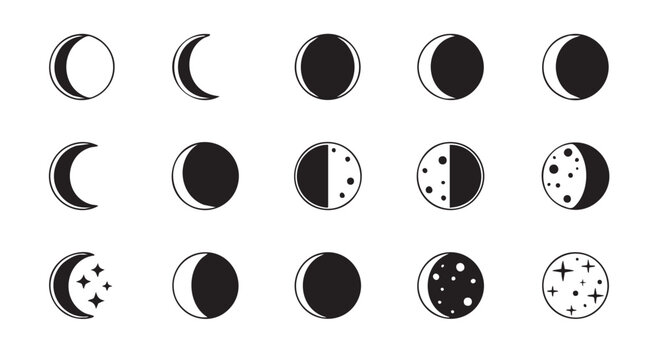 Moon phases simple icon vector illustration astronomy and space concept